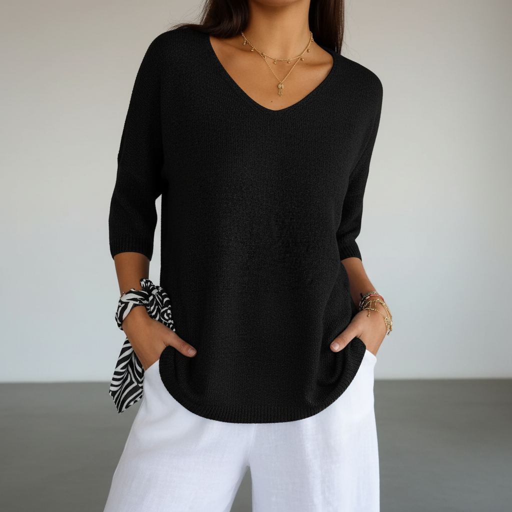 Luftiges V-Ausschnitt Top - Sapphira