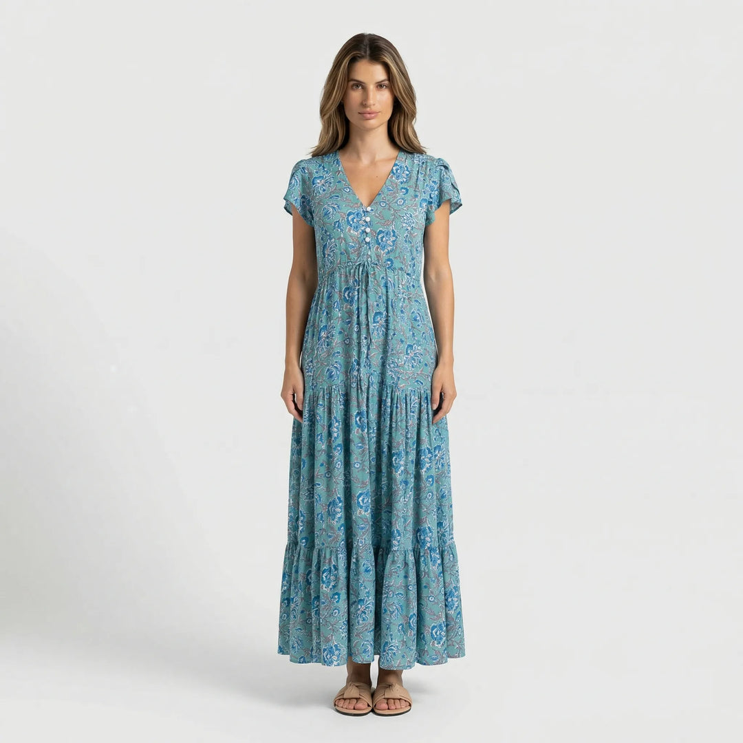 Maxi Kleid Mit V Ausschnitt - Mandy