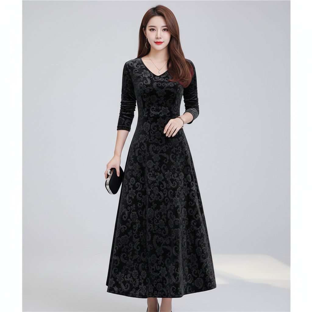 Midi-Dress Mit V-Ausschnitt -  Katharina