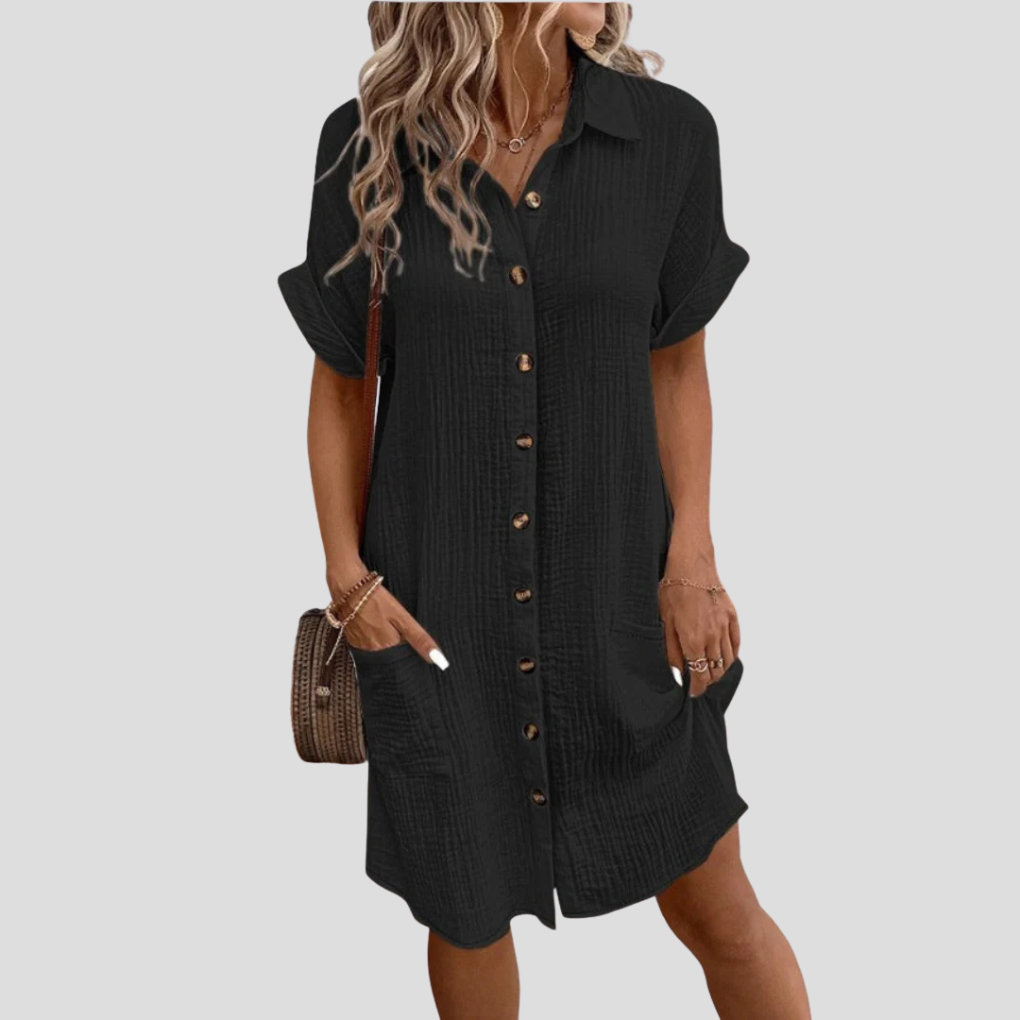 Midi-Kleid Mit Durchgehender Knopfleiste - Flora