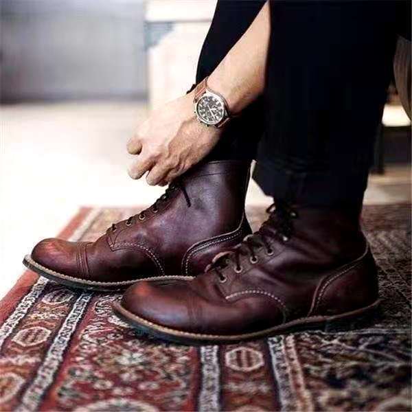 Męskie retro buty za kostkę wodoodporne z podeszwą antypoślizgową – Damian