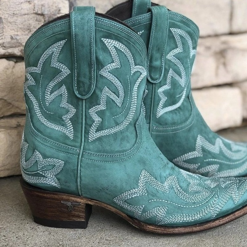Tkane skórzane kowbojkowe buty - edycja jesienna Dakota