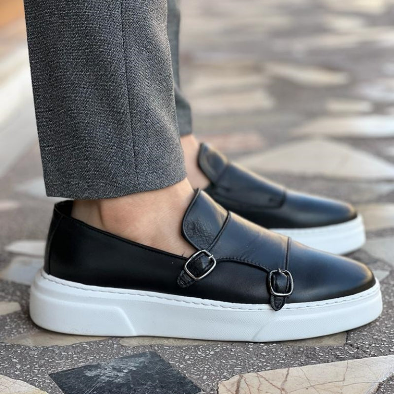 Sneakers dla mężczyzn z skóry bez sznurowadeł z detalami klamer – Dante