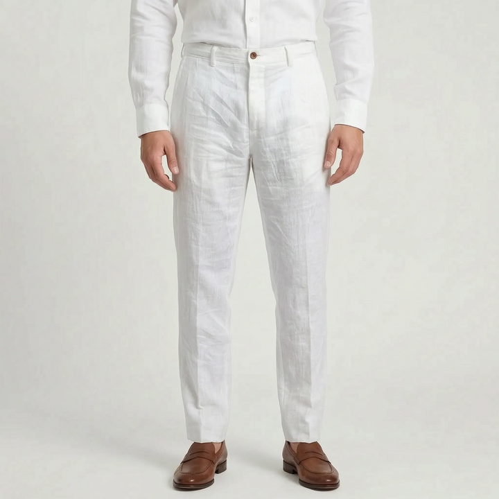 Office Wear Linen Blend Trousers -  Sheldon