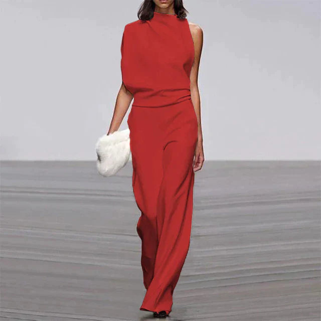 One-Shoulder Sleeveless Wide-Leg Jumpsuit - Carol