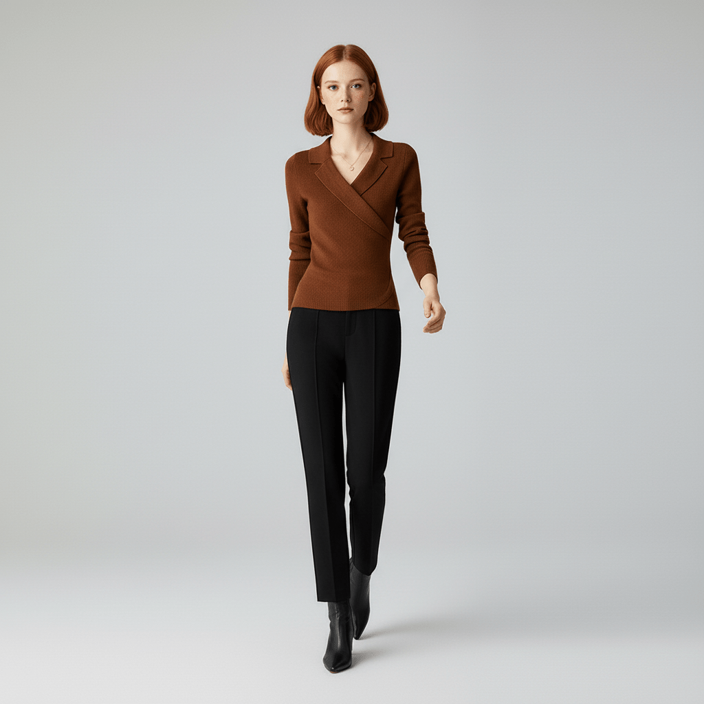 Pullover Mit Drapiertem V-Ausschnitt - Catharina