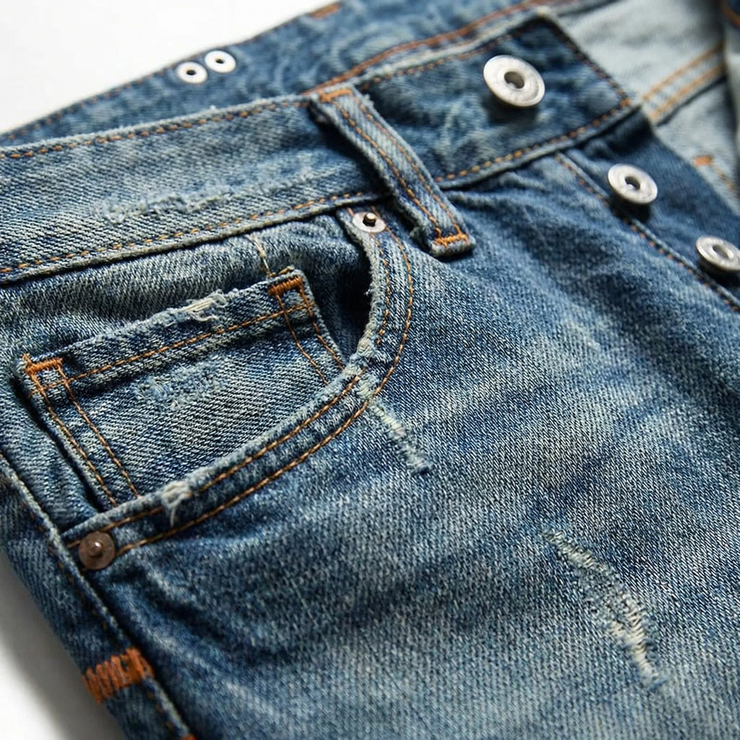 Rechte Herenjeans Met Gescheurde Details - Harold