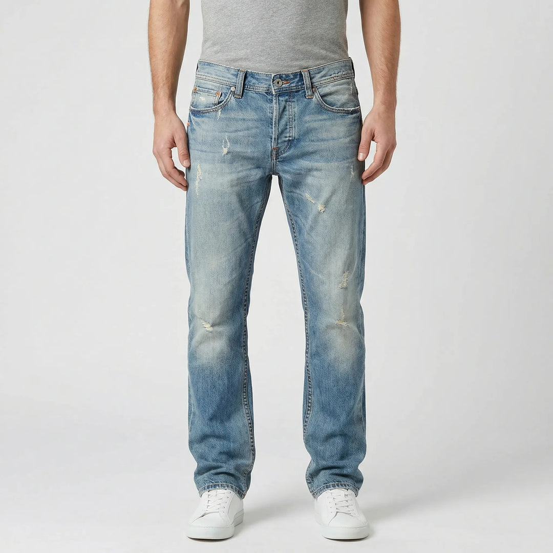 Rechte Herenjeans Met Gescheurde Details - Harold