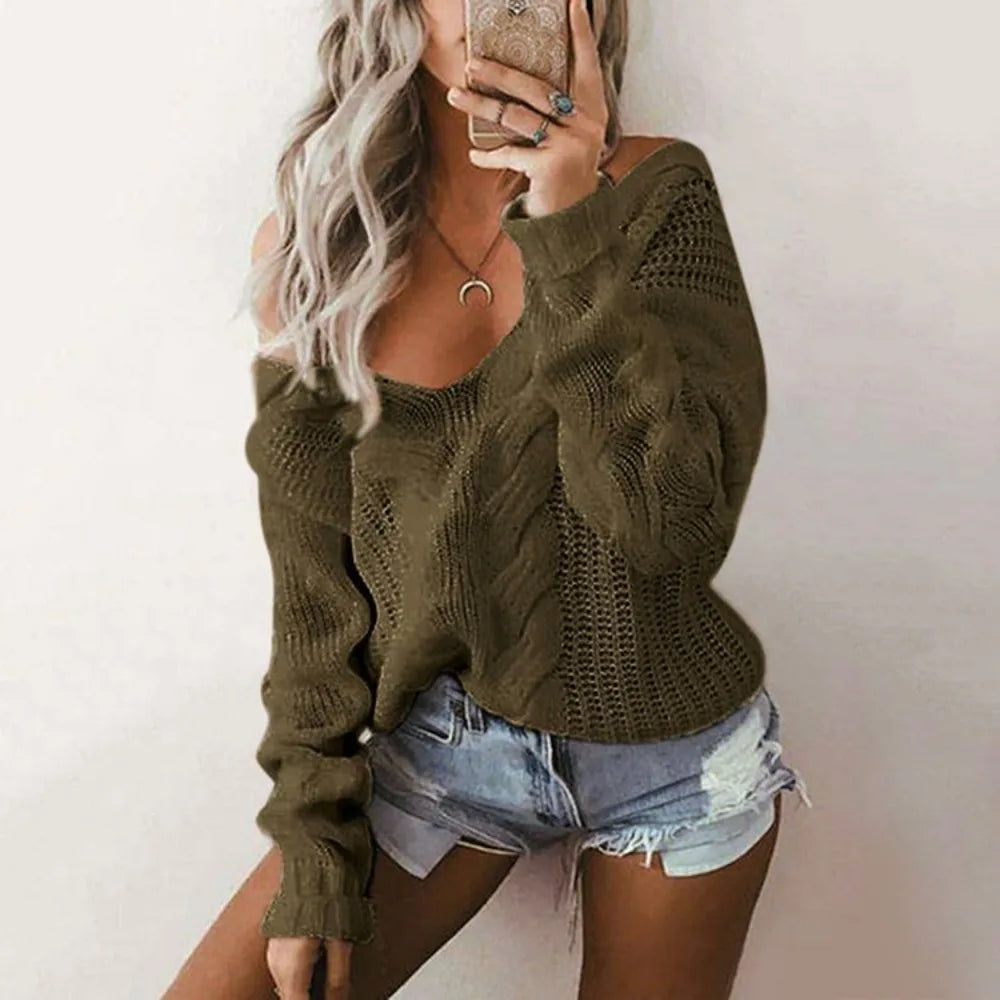 Damski oversize sweter z długim rękawem – Thalia