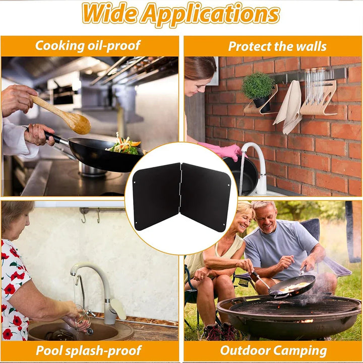 Składany ze stali nierdzewnej ekran ochronny przed chlapaniem tłuszczu 2-stronny – CookShield