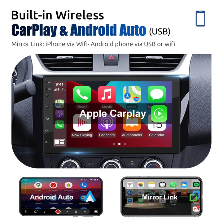 Uniwersalne radio samochodowe Android z ekranem dotykowym, GPS i bezprzewodowym CarPlay