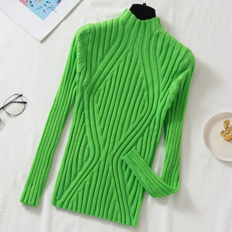 Sweter damski z golfem i długimi rękawami – Elodie