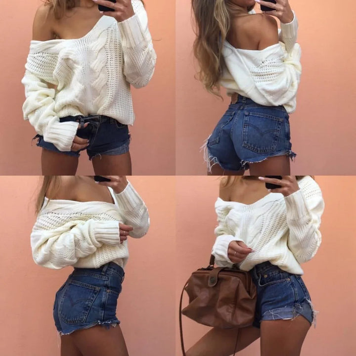 Damski oversize sweter z długim rękawem – Thalia