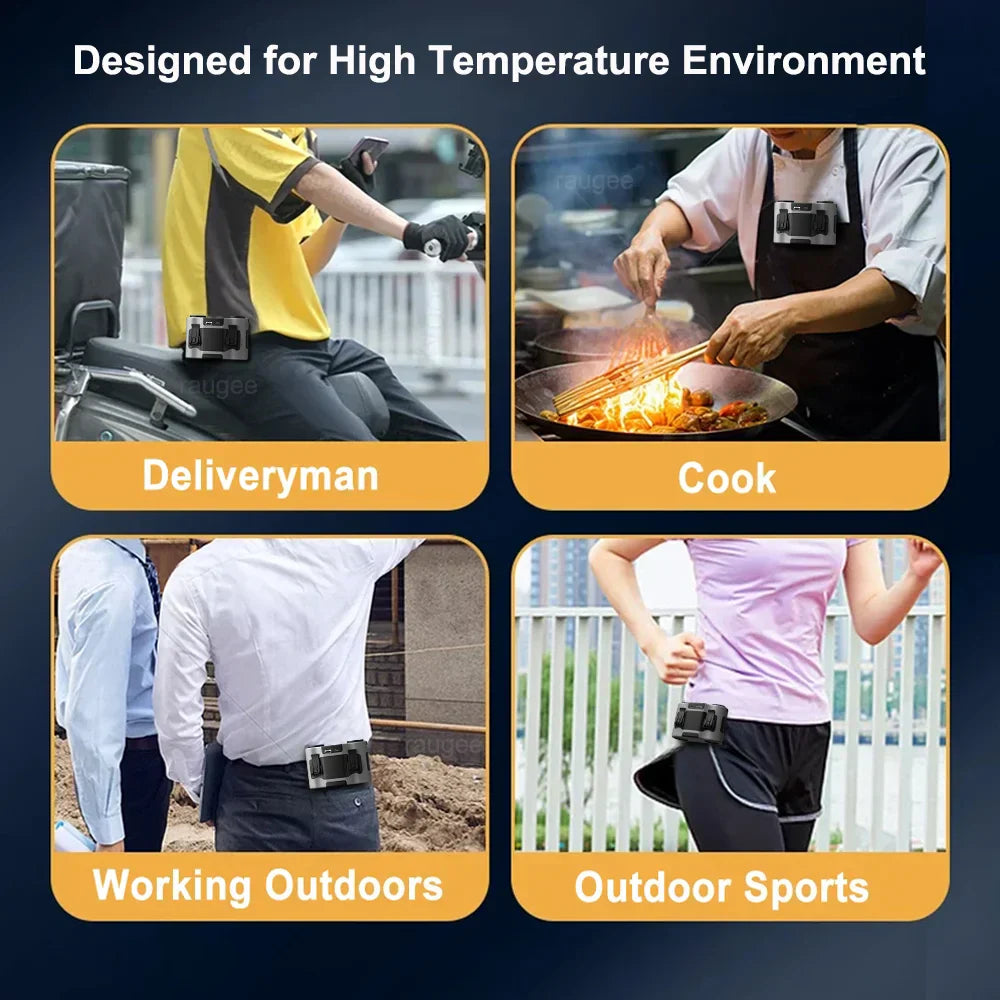 Przenośny wentylator z klipsem do talii z dwoma wylotami powietrza i baterią 20.000mAh – BreezeMate