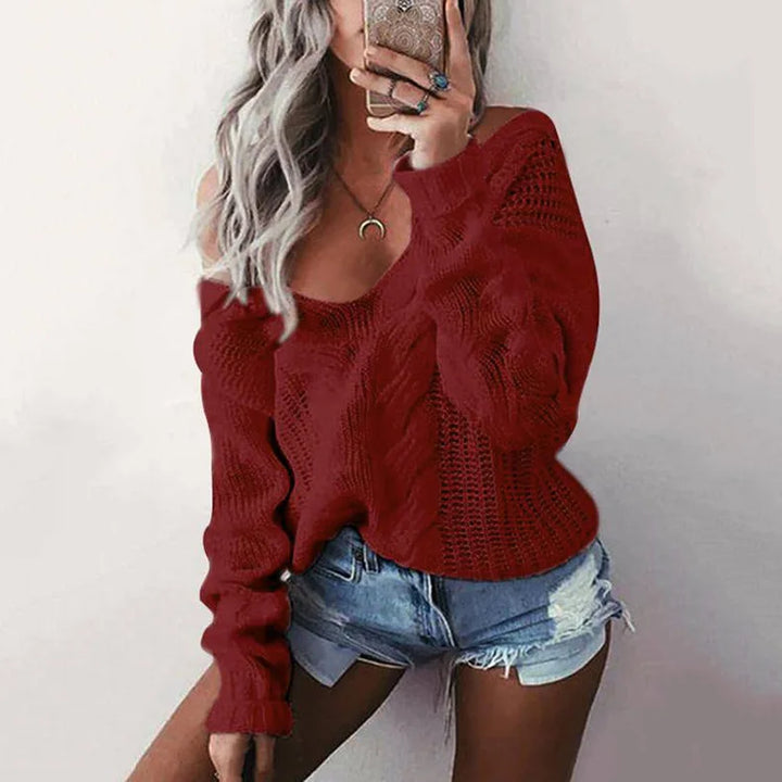 Damski oversize sweter z długim rękawem – Thalia