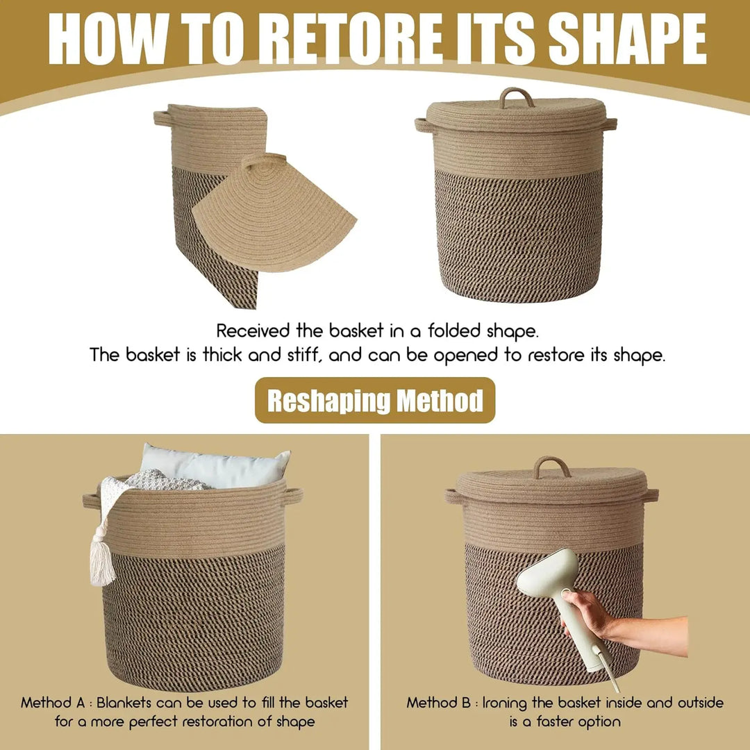 Spleciony kosz na pranie i przechowywanie z pokrywą 60L – Amara