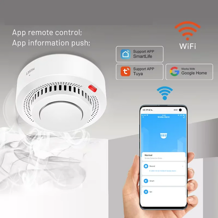 Inteligentny czujnik dymu WiFi 85dB – SafeSense