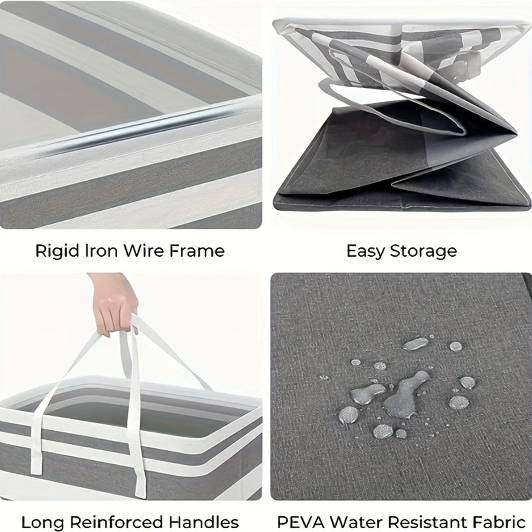 75L duży kosz na pranie z uchwytami i składanym designem – Solen