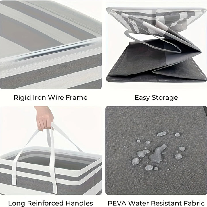 75L duży kosz na pranie z uchwytami i składanym designem – Solen