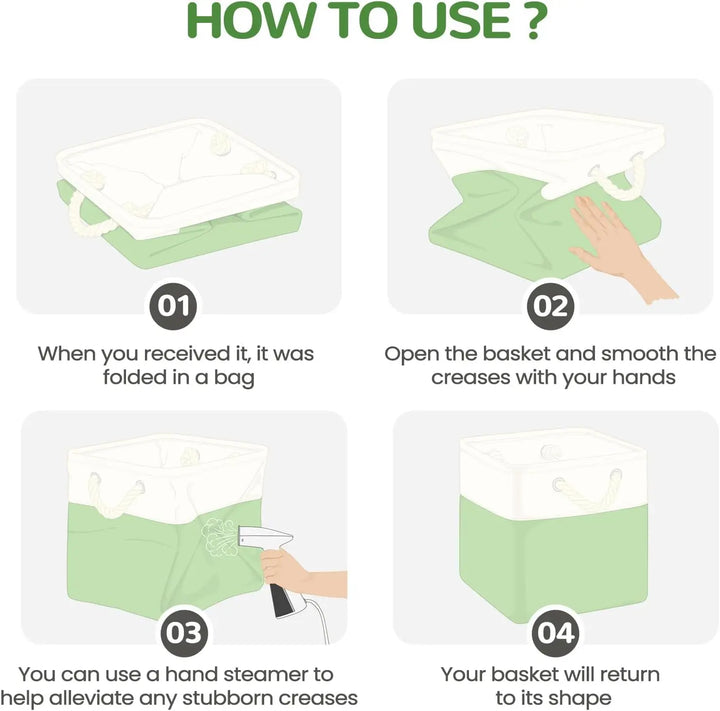 Zestaw 6 składanych bawełnianych kostek z uchwytami ze sznurka – Nadir