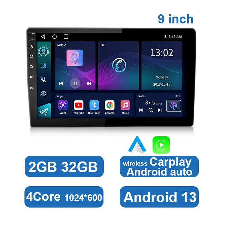 Uniwersalne radio samochodowe Android z ekranem dotykowym, GPS i bezprzewodowym CarPlay