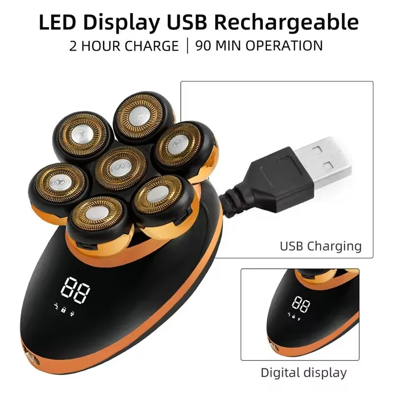 7D unosząca się elektryczna maszynka do golenia z 5-w-1 zestawem pielęgnacyjnym i wodoodpornym designem – FlexEdge
