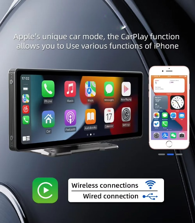 Uniwersalny 10,26-calowy (26,06 cm) odtwarzacz multimedialny do samochodu z bezprzewodowym CarPlay i Android Auto