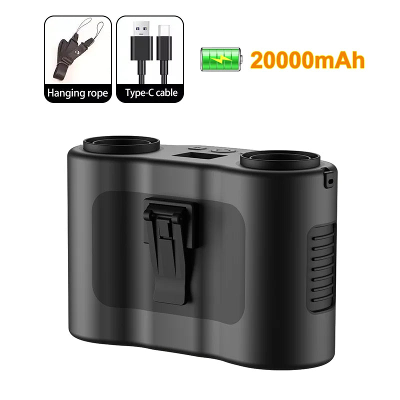 Przenośny wentylator z klipsem do talii z dwoma wylotami powietrza i baterią 20.000mAh – BreezeMate