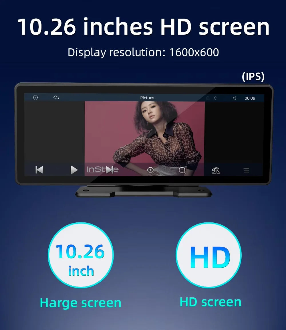 Uniwersalny 10,26-calowy (26,06 cm) odtwarzacz multimedialny do samochodu z bezprzewodowym CarPlay i Android Auto