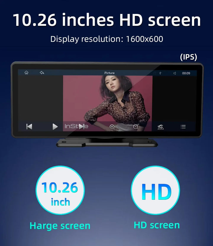 Uniwersalny 10,26-calowy (26,06 cm) odtwarzacz multimedialny do samochodu z bezprzewodowym CarPlay i Android Auto
