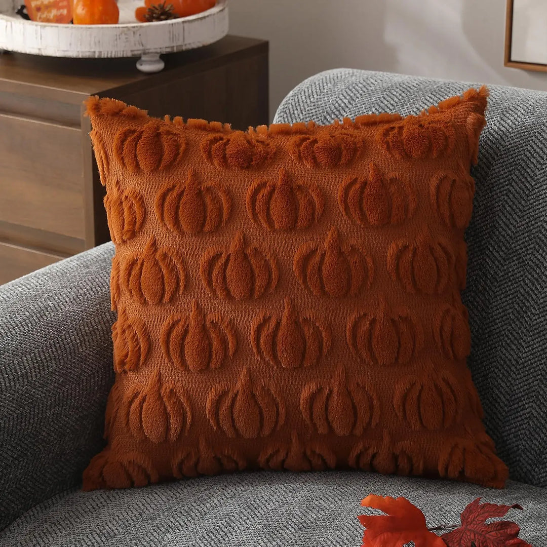Miękka poszewka na poduszkę z sztucznego futra do dekoracji jesiennej – RusticCozy