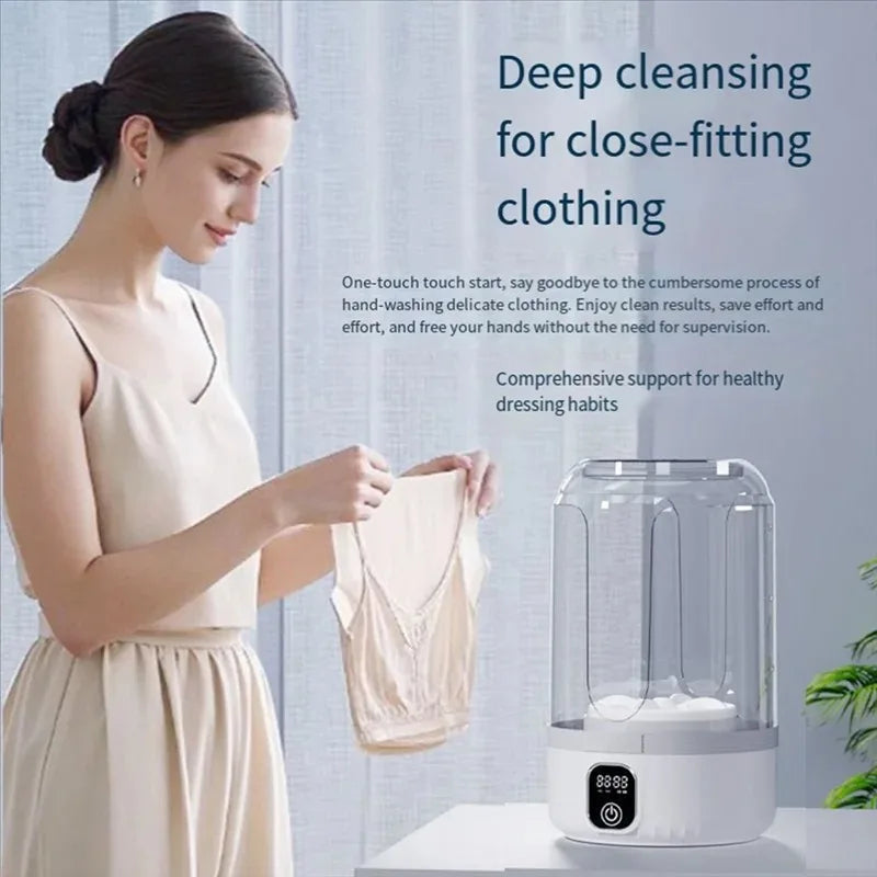 Przenośna mini pralka z wyświetlaczem LED do podróży i małych ubrań