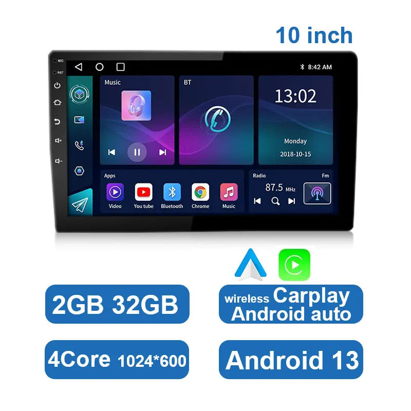 Uniwersalne radio samochodowe Android z ekranem dotykowym, GPS i bezprzewodowym CarPlay