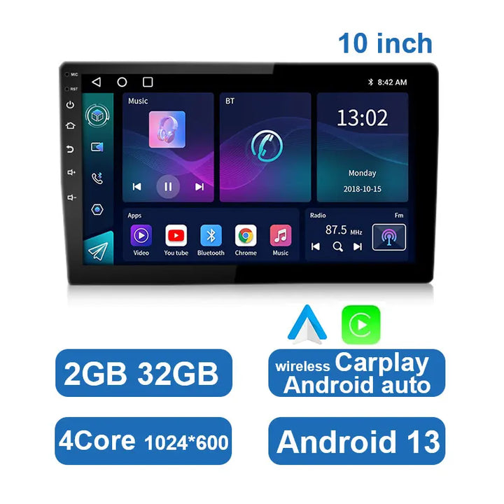Uniwersalne radio samochodowe Android z ekranem dotykowym, GPS i bezprzewodowym CarPlay