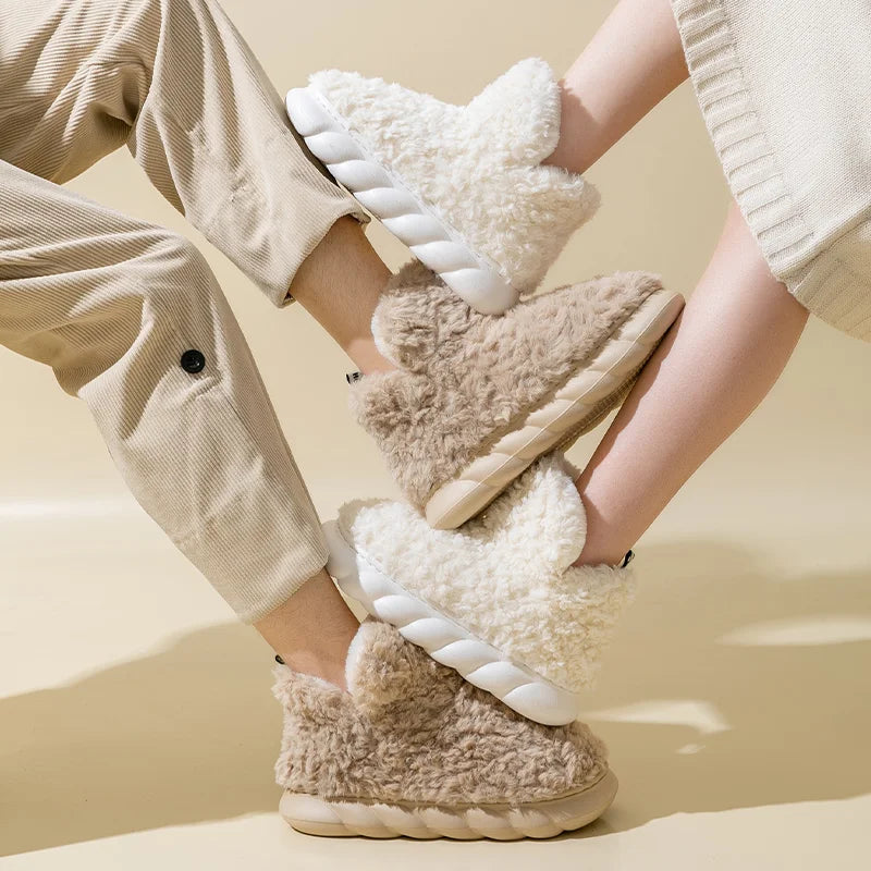 Ciepłe damskie kapcie z bawełny i pluszu – CozySteps