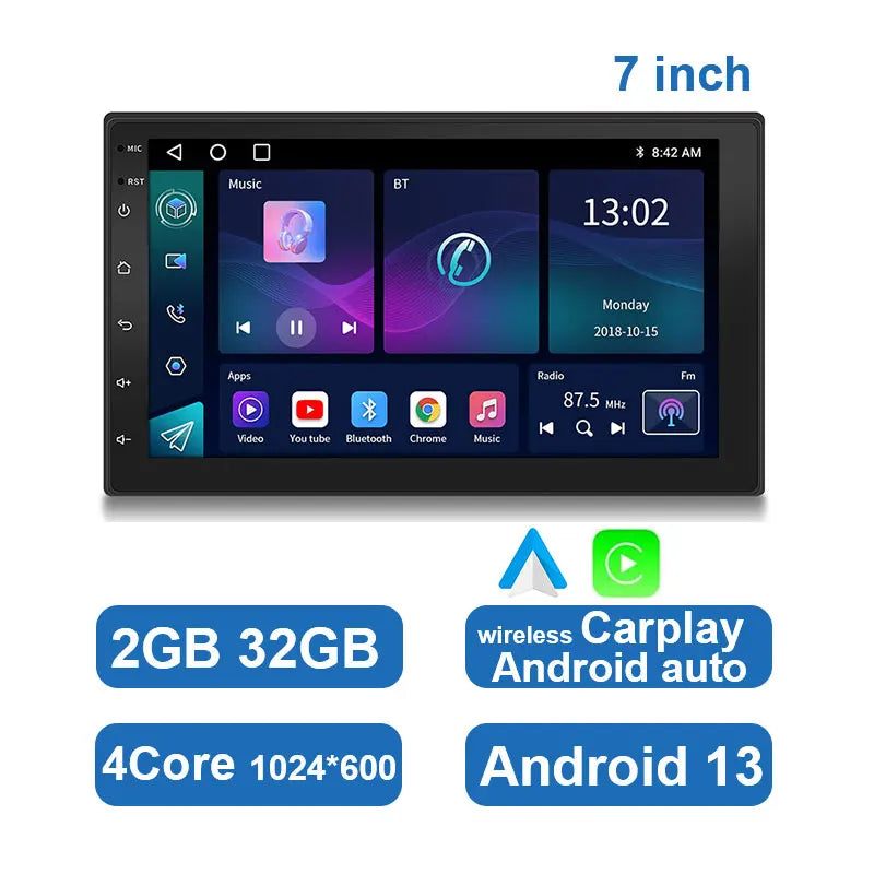 Uniwersalne radio samochodowe Android z ekranem dotykowym, GPS i bezprzewodowym CarPlay