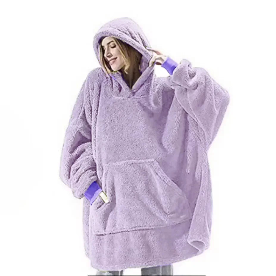 Oversized flanelowy sweter z kapturem dla kobiet i mężczyzn – FleeceHaven