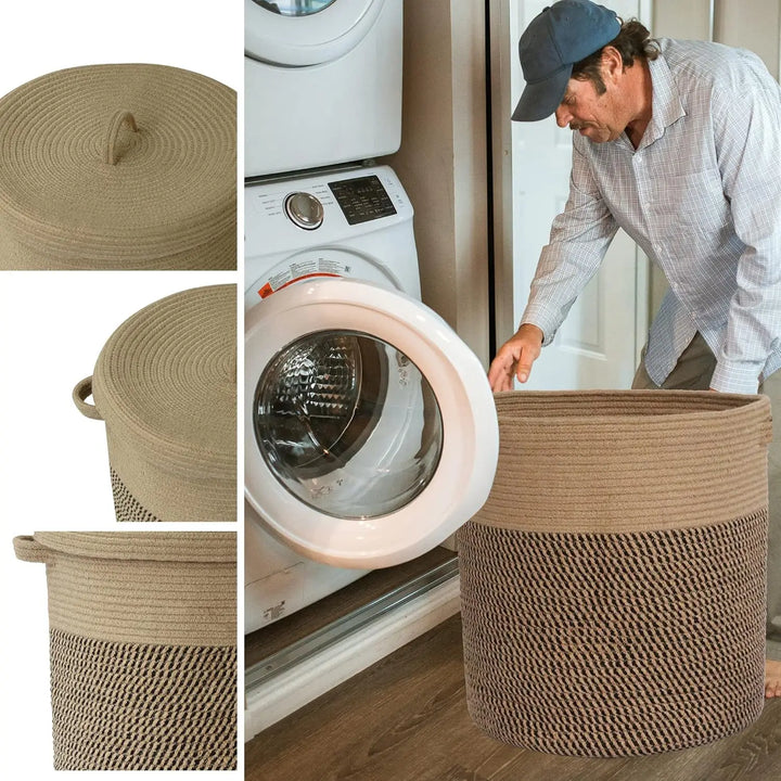 Spleciony kosz na pranie i przechowywanie z pokrywą 60L – Amara