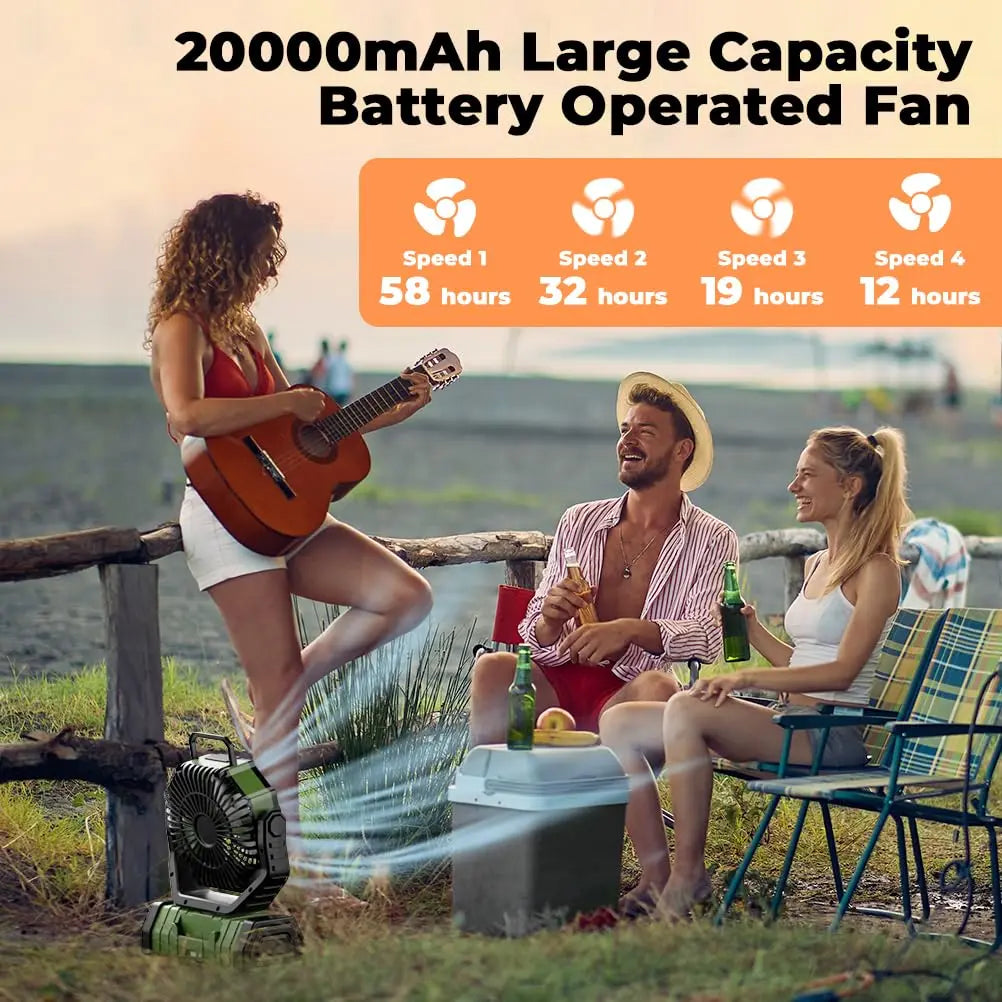 Camping-Fan z baterią 20 000 mAh, światłem LED i pilotem – AirMate