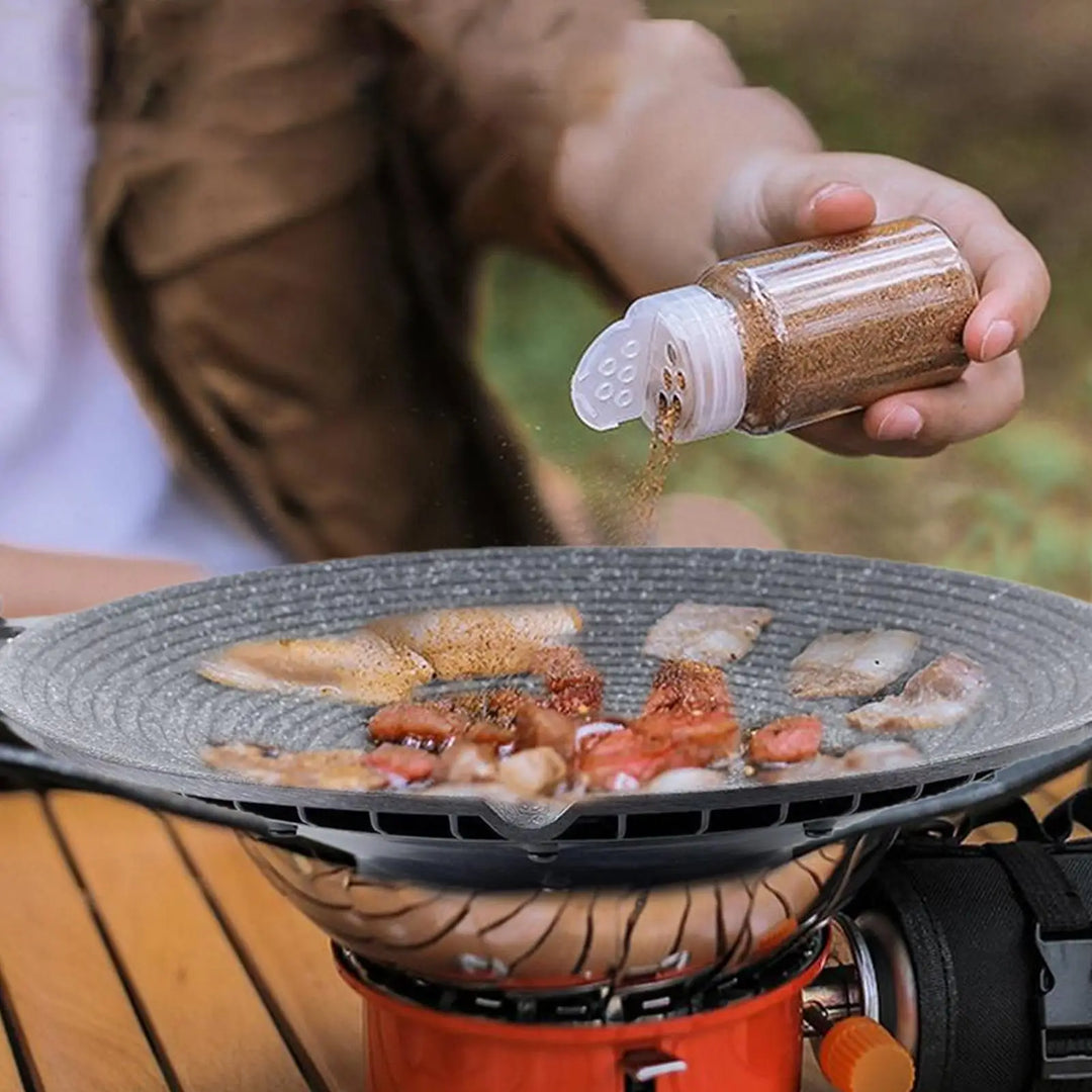 Przenośna aluminiowa patelnia grillowa z uchwytami do kempingu i grillowania – Arlo
