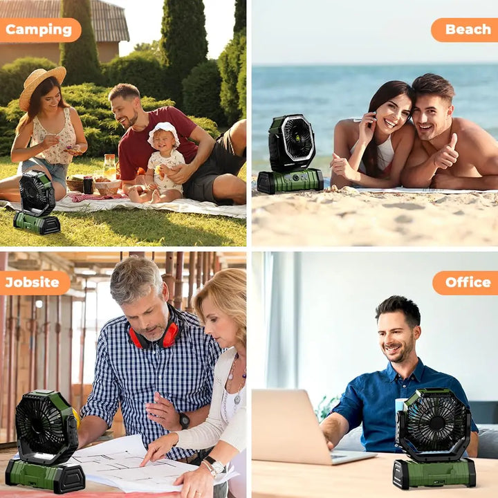 Camping-Fan z baterią 20 000 mAh, światłem LED i pilotem – AirMate