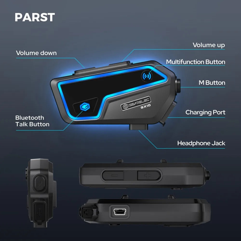 Bluetooth-Motorrad-Intercom 10 kierowców & IP67 wodoodporne – RideSync