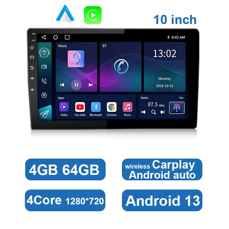 Uniwersalne radio samochodowe Android z ekranem dotykowym, GPS i bezprzewodowym CarPlay