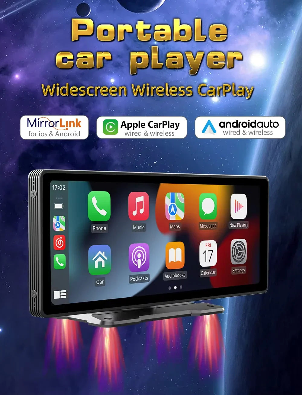 Uniwersalny 10,26-calowy (26,06 cm) odtwarzacz multimedialny do samochodu z bezprzewodowym CarPlay i Android Auto