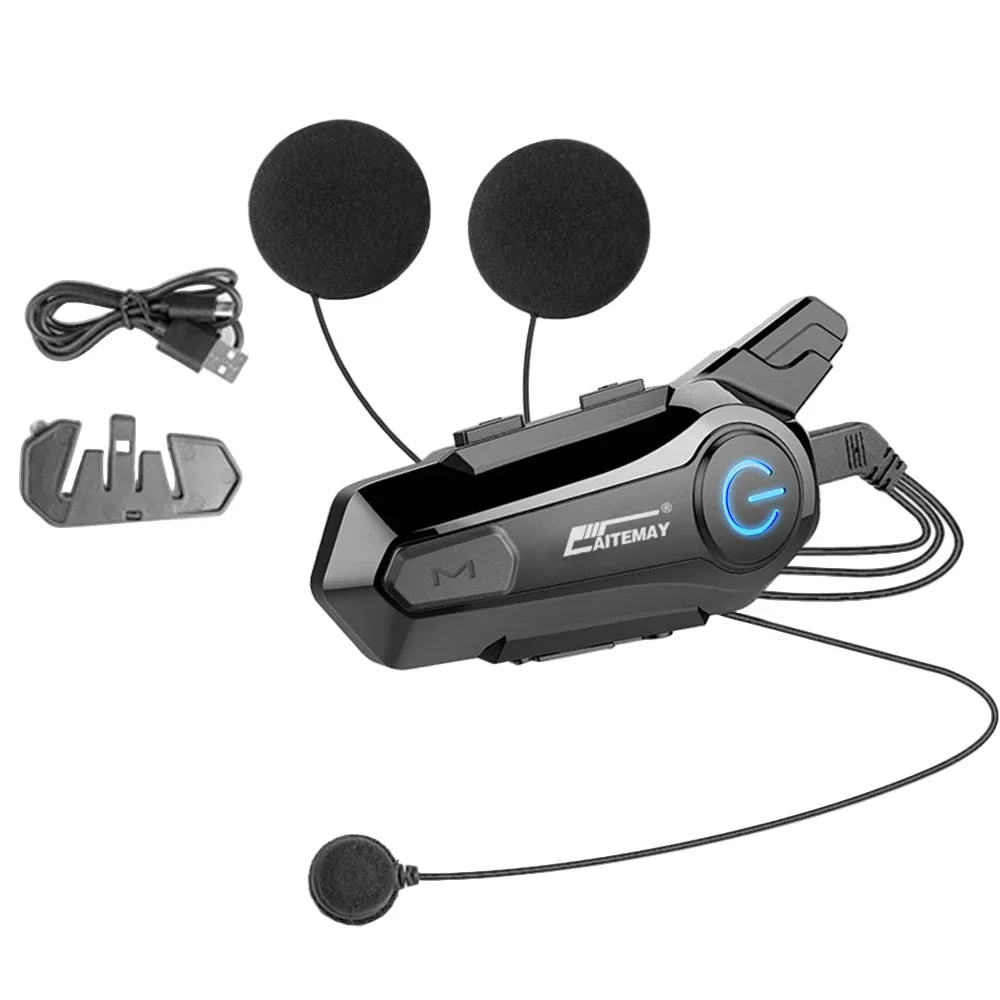 Bezprzewodowy zestaw głośnomówiący do kasku motocyklowego Bluetooth z zasięgiem 1000 m i wodoodpornością IPX6 – RoadComm