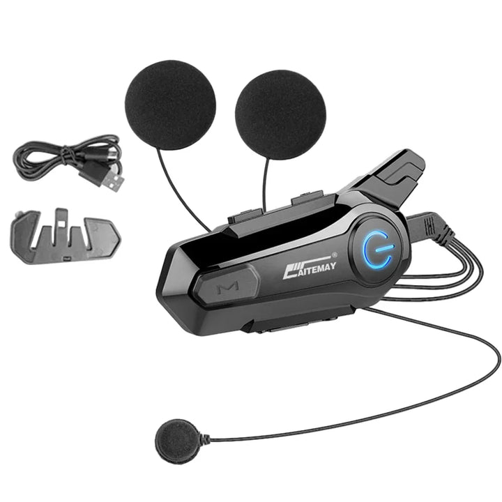 Bezprzewodowy zestaw głośnomówiący do kasku motocyklowego Bluetooth z zasięgiem 1000 m i wodoodpornością IPX6 – RoadComm