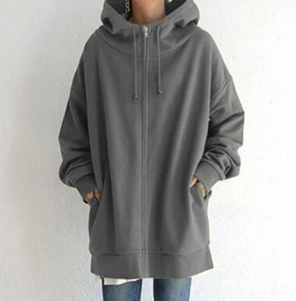 Oversized damski hoodie z zamkiem błyskawicznym i kapturem – Jesienny czar Meliora