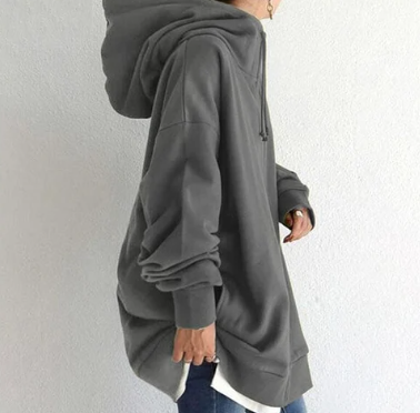 Oversized damski hoodie z zamkiem błyskawicznym i kapturem – Jesienny czar Meliora