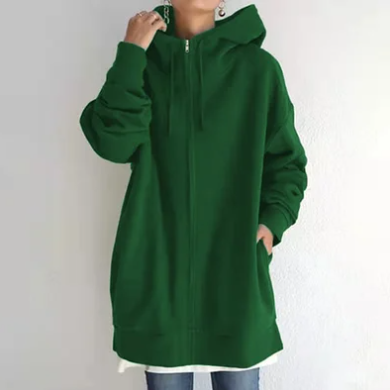 Oversized damski hoodie z zamkiem błyskawicznym i kapturem – Jesienny czar Meliora