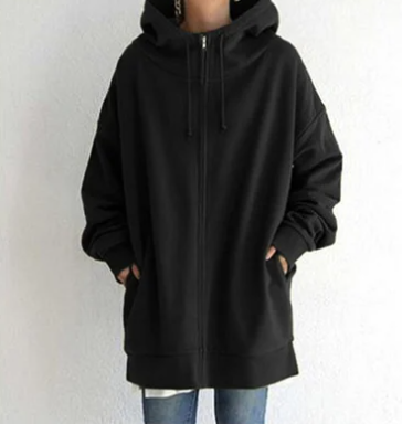 Oversized damski hoodie z zamkiem błyskawicznym i kapturem – Jesienny czar Meliora